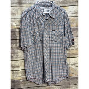 Southern Thread Men’s XXL Western Shirt Plaid Pearl Snap Short Sleeve Cowboy